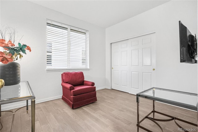 sitting room featuring light hardwood / wood-style floors