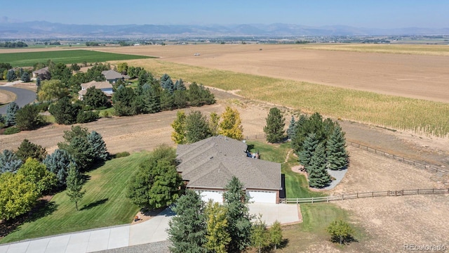 drone / aerial view with a rural view