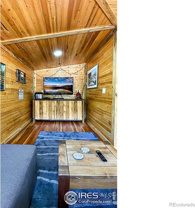 unfurnished bedroom featuring wood-type flooring, wood walls, and wood ceiling