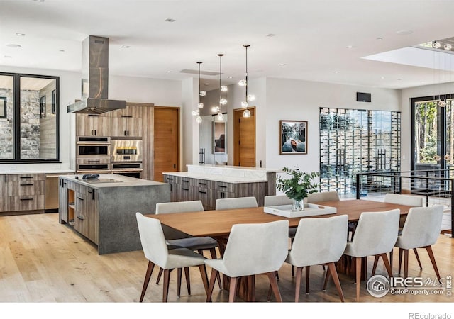 dining room featuring light hardwood / wood-style flooring