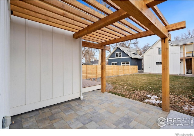 view of patio / terrace featuring a pergola