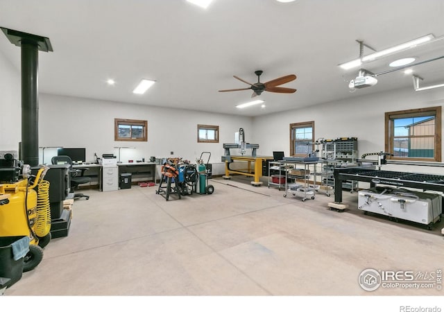 miscellaneous room featuring ceiling fan