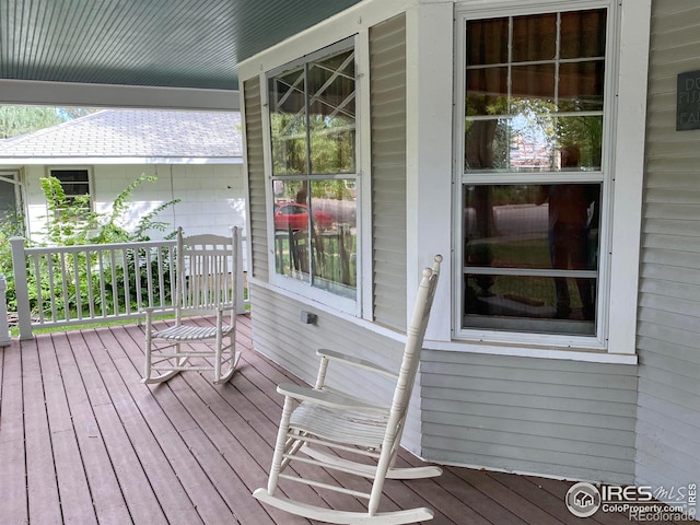 deck featuring a porch