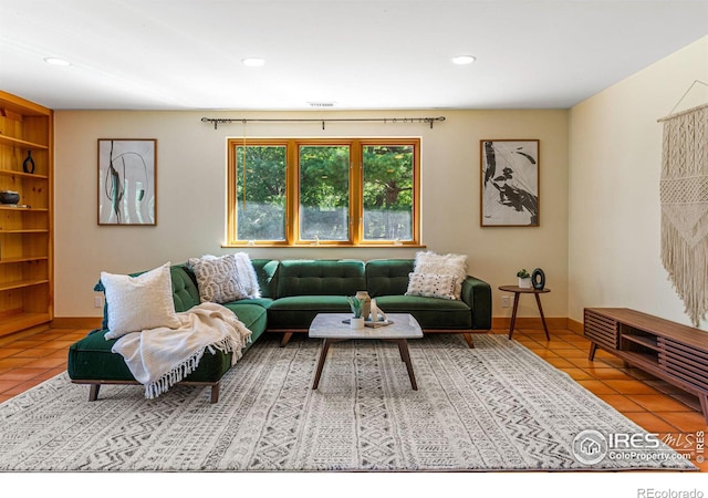 view of tiled living room