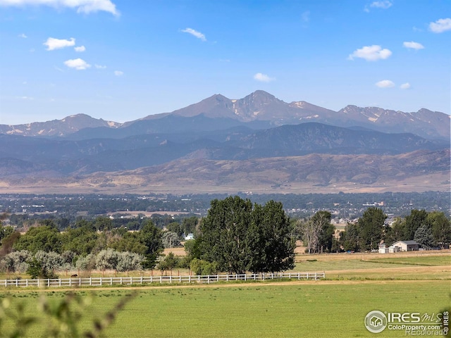 property view of mountains featuring a rural view