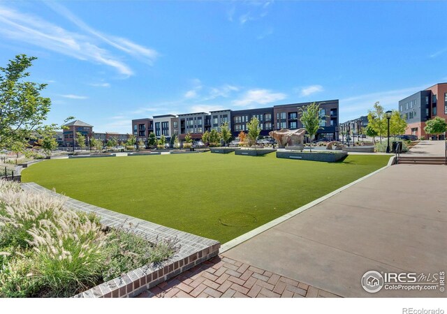 view of home's community with a lawn