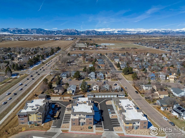 bird's eye view featuring a mountain view