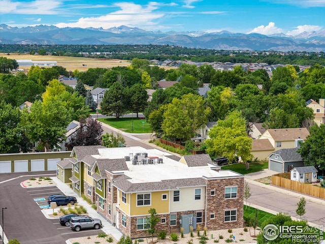 drone / aerial view with a mountain view