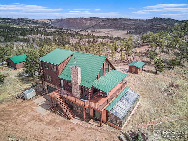 drone / aerial view with a mountain view