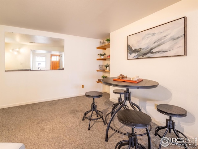 view of carpeted dining room