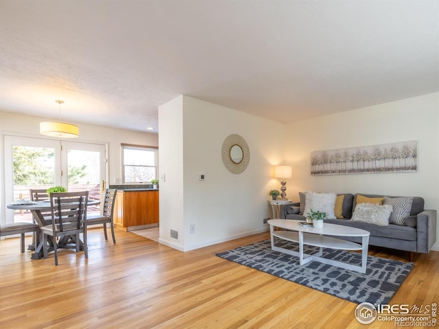 living room featuring light wood-type flooring