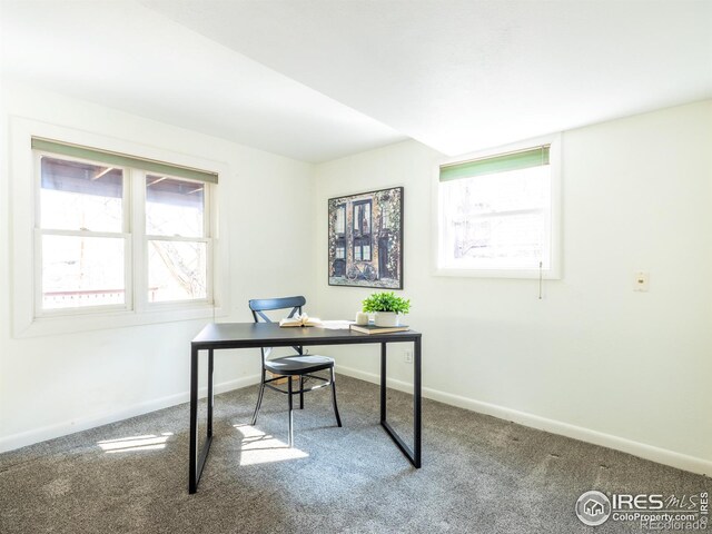 office area featuring carpet flooring and a healthy amount of sunlight