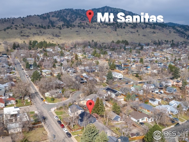 bird's eye view featuring a mountain view