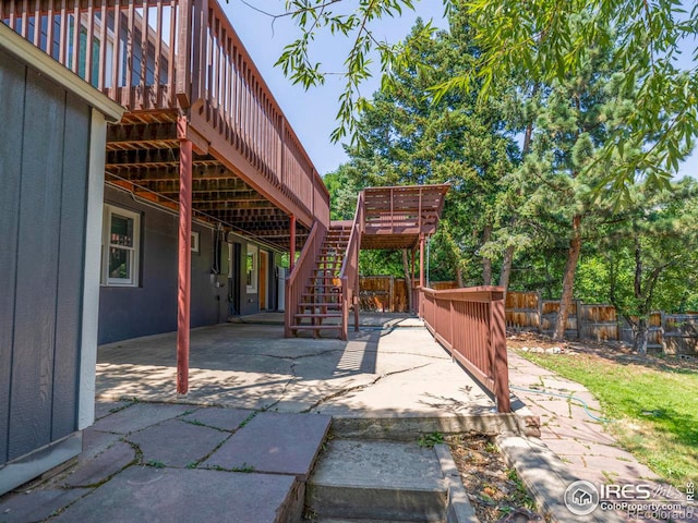 view of patio / terrace featuring a wooden deck