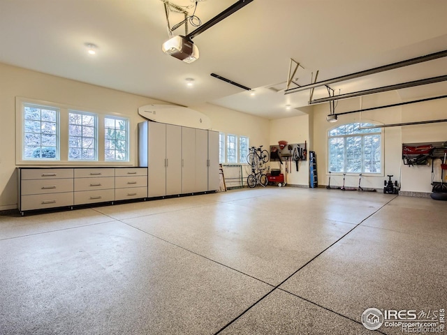 garage with a garage door opener