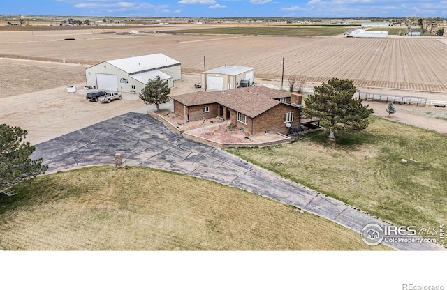 aerial view with a rural view