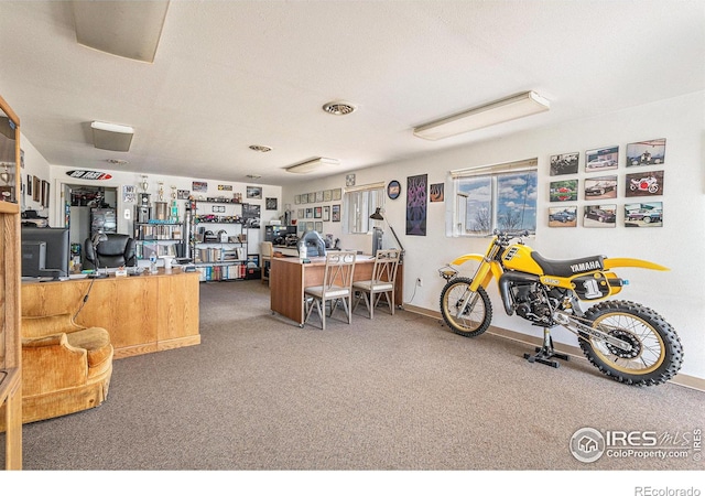 office area featuring carpet flooring