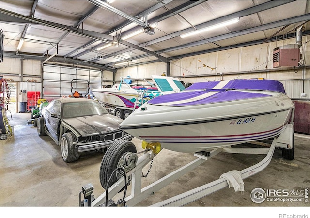 garage with a garage door opener