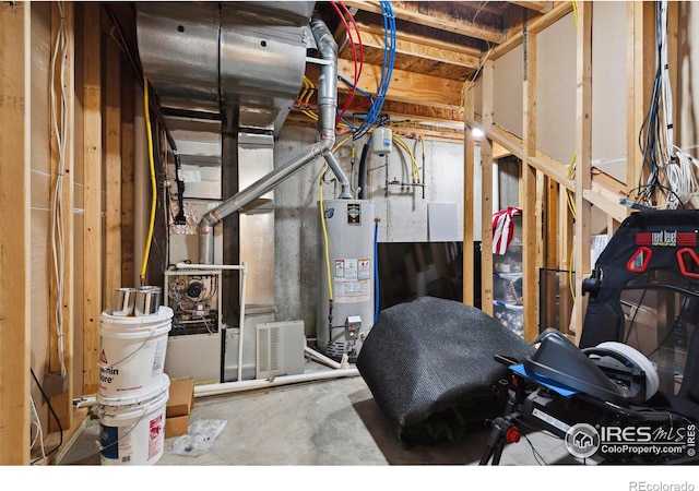 basement with water heater