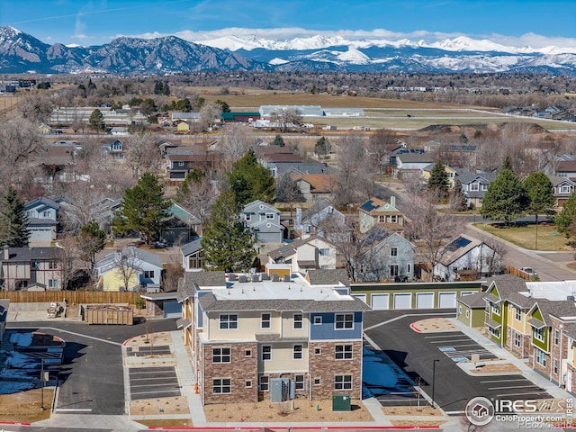 drone / aerial view with a mountain view