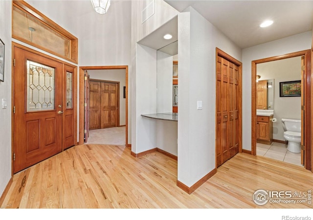 entryway featuring light hardwood / wood-style flooring