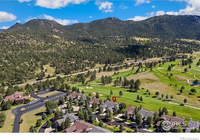 aerial view with a mountain view