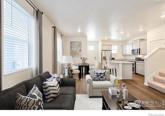 living room featuring light hardwood / wood-style flooring