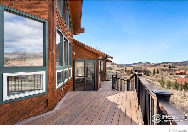 deck with a mountain view