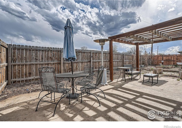 view of patio / terrace featuring a pergola