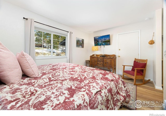 bedroom featuring hardwood / wood-style flooring