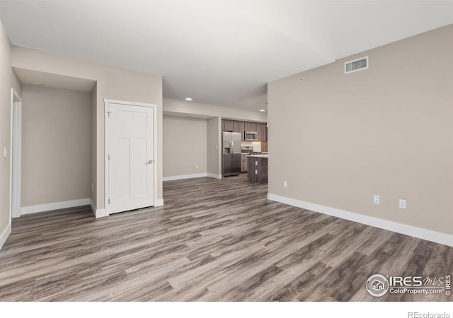 unfurnished living room with wood-type flooring