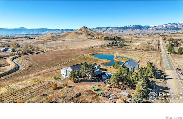 bird's eye view with a mountain view