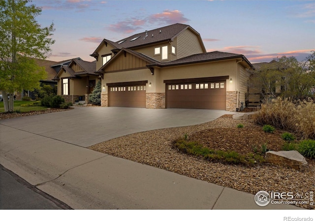 view of front of home with a garage