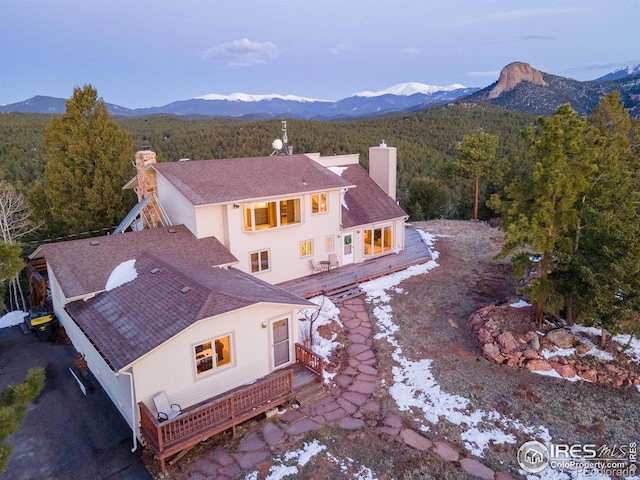 aerial view with a mountain view