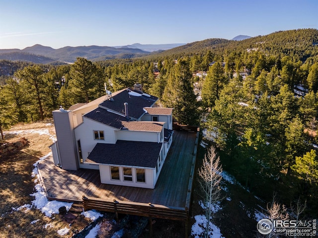 aerial view with a mountain view