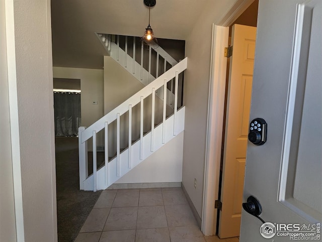 stairs with tile floors