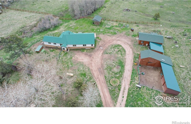 aerial view with a rural view