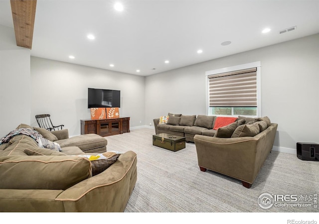 living room featuring carpet floors