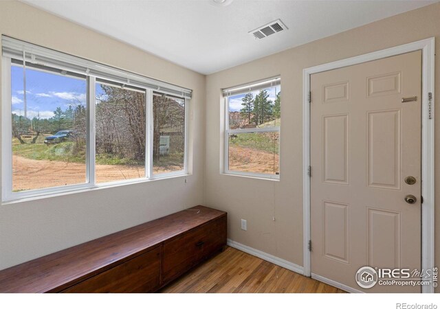 interior space with hardwood / wood-style flooring