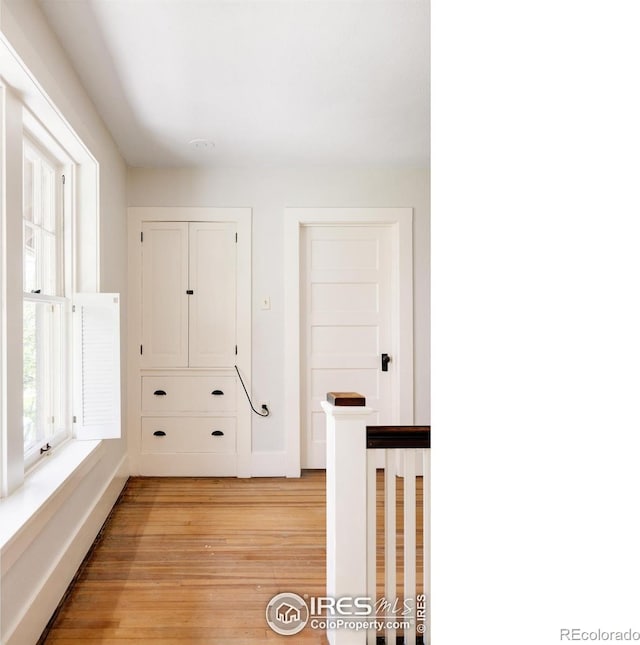 interior space with light hardwood / wood-style floors