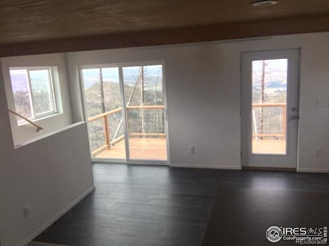 spare room featuring dark hardwood / wood-style floors and a healthy amount of sunlight