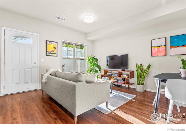 living room featuring hardwood / wood-style floors