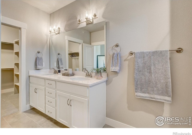 bathroom featuring vanity and tile patterned floors