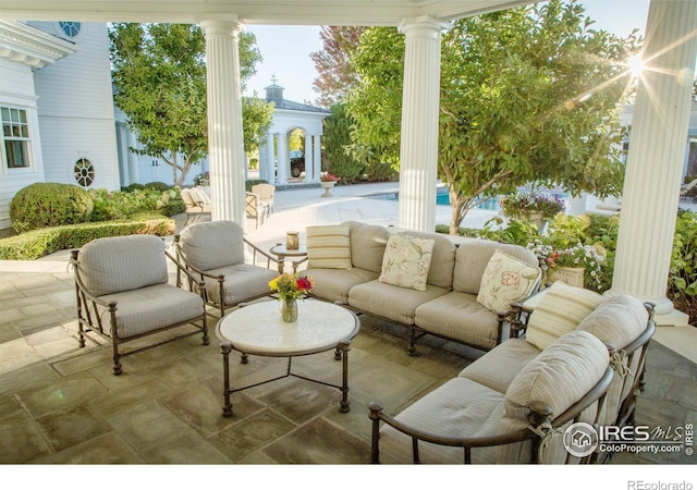 view of patio / terrace with an outdoor hangout area