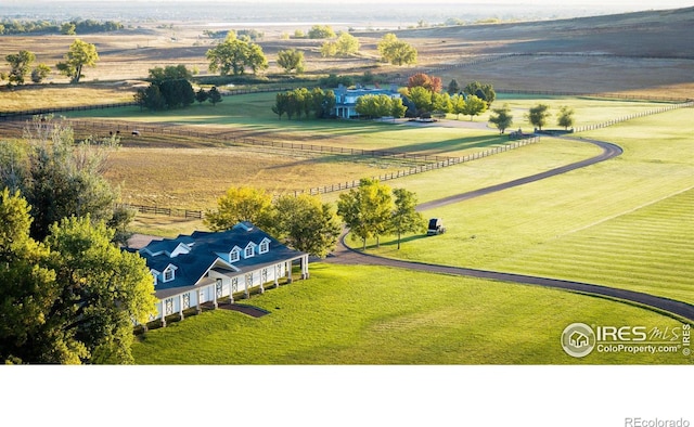 aerial view featuring a rural view