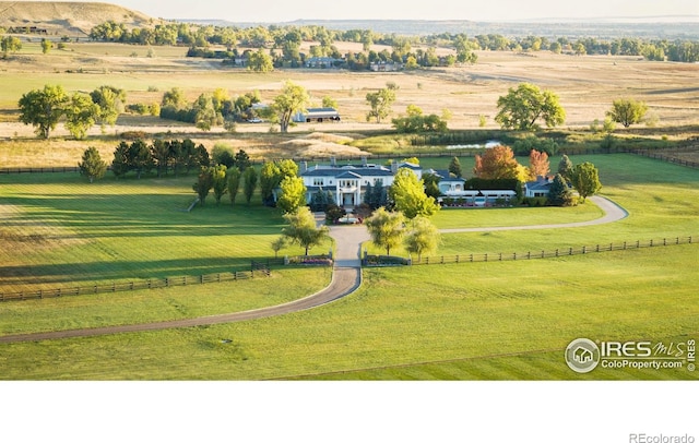 drone / aerial view with a rural view