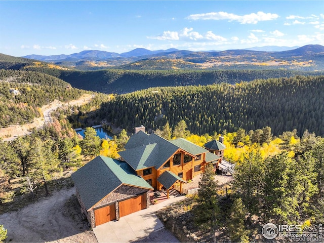 drone / aerial view with a mountain view