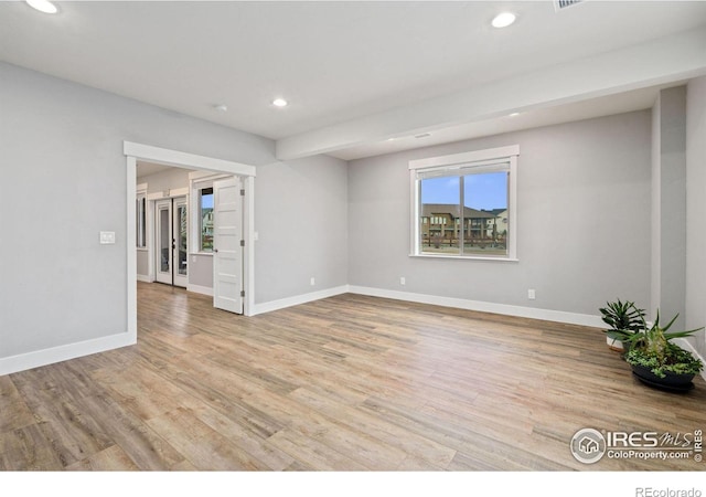 empty room featuring light wood-type flooring