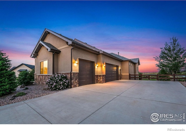 view of front of house with a garage