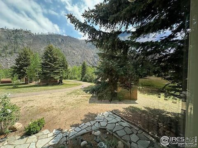 view of yard with a mountain view